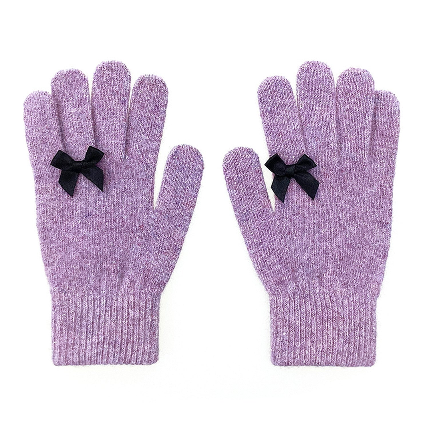 Ribbon Wool Gloves [Snow Purple]