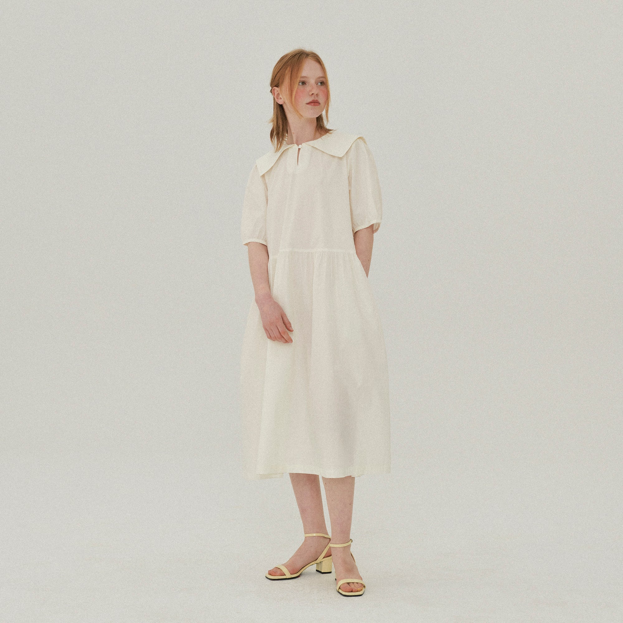 SAILOR COLLAR LONG DRESS_WHITE