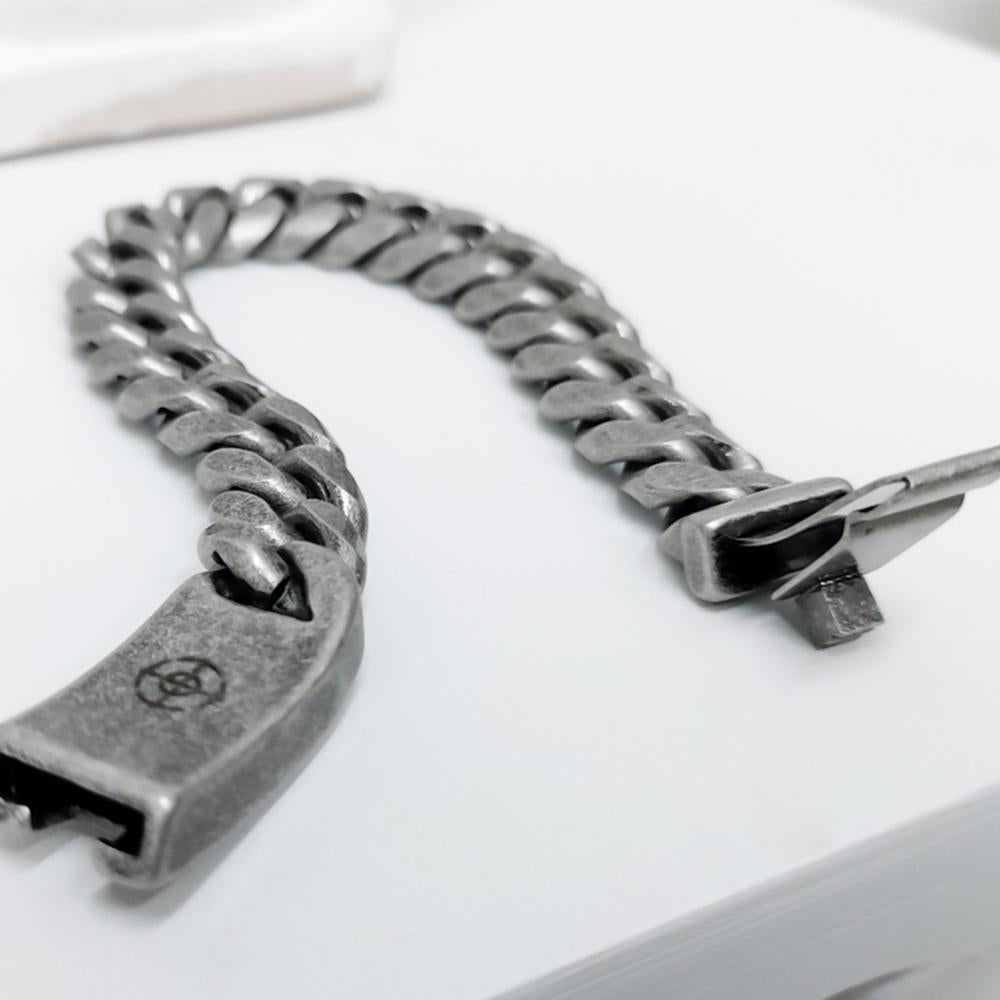 [BLESSEDBULLET]STEEL LINE CRUVE CHAIN BRACELET_ANTIQUE SILVER