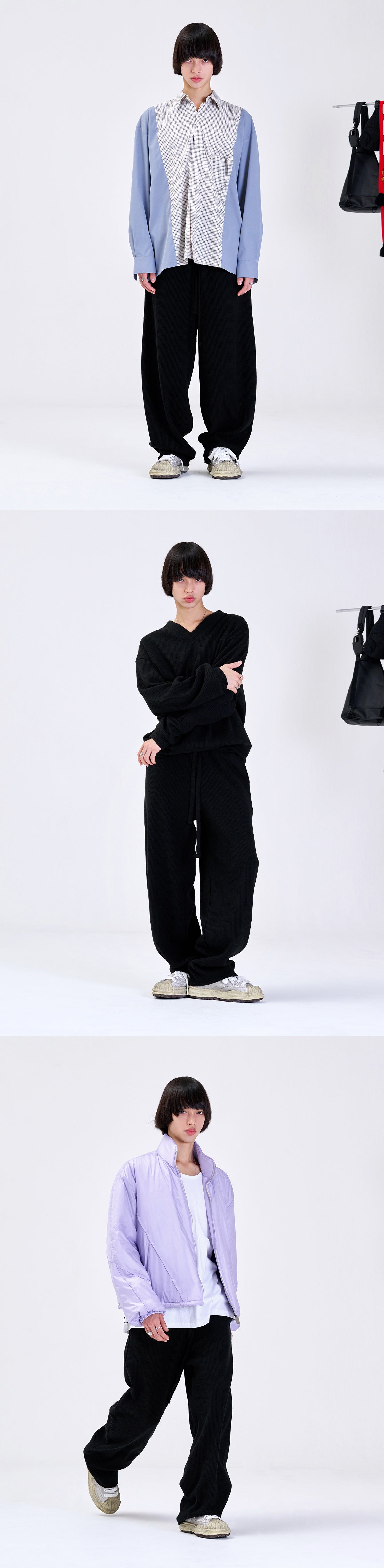 WRINKLE LINE KNIT PANTS BLACK