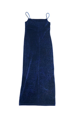 INTAGLIO VELVET SLIP DRESS IN NAVY