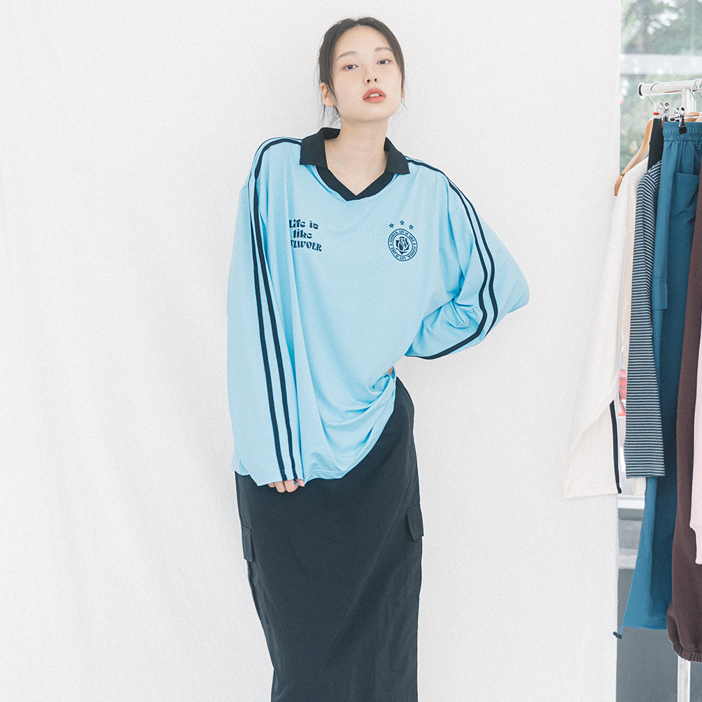 UNIFORM V-NECK JERSEY L/S TEE(SKY BLUE)