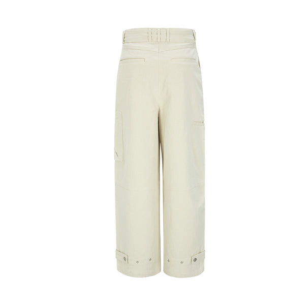 Belted Carpenter Cotton Pants (Ivory)