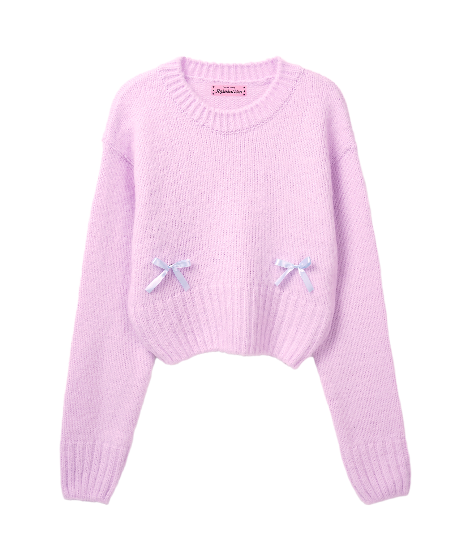 Ribbon crop knit_light pink