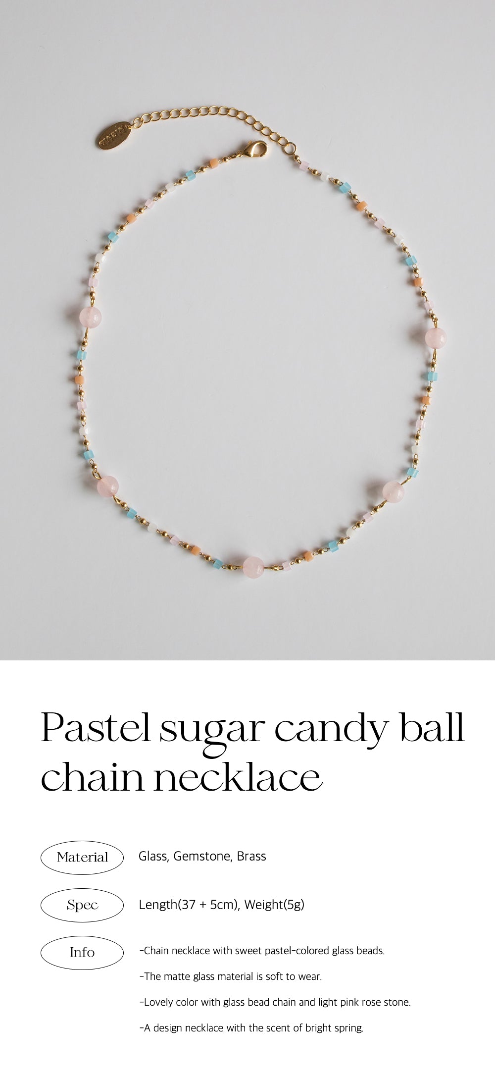 Pastel sugar candy ball chain necklace