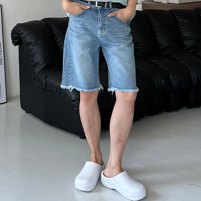 Salt Washing Denim Short Pants(2color)