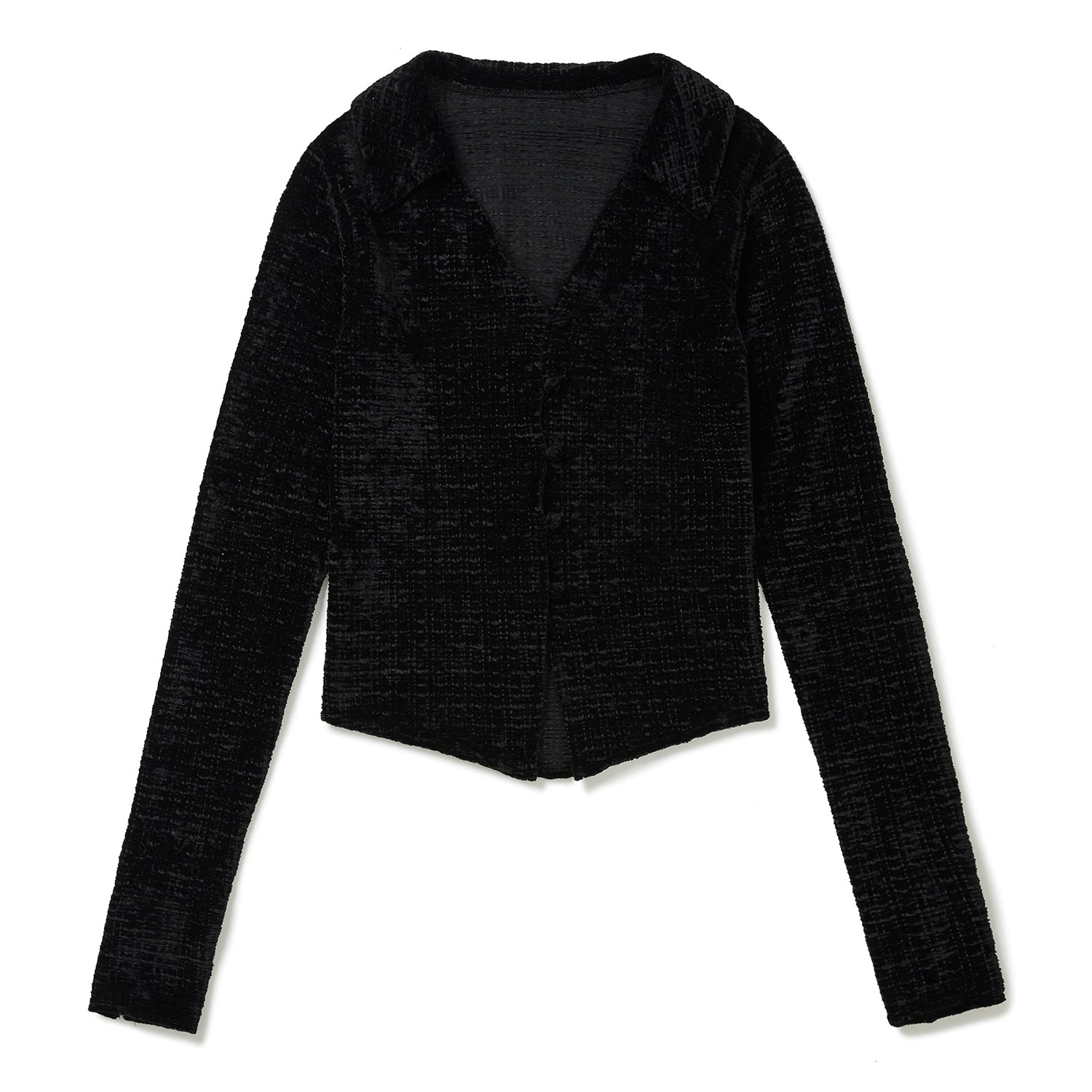 ビンテージベルベットカラーカーディガン / Vintage Velvet Collar Cardigan [BLACK]