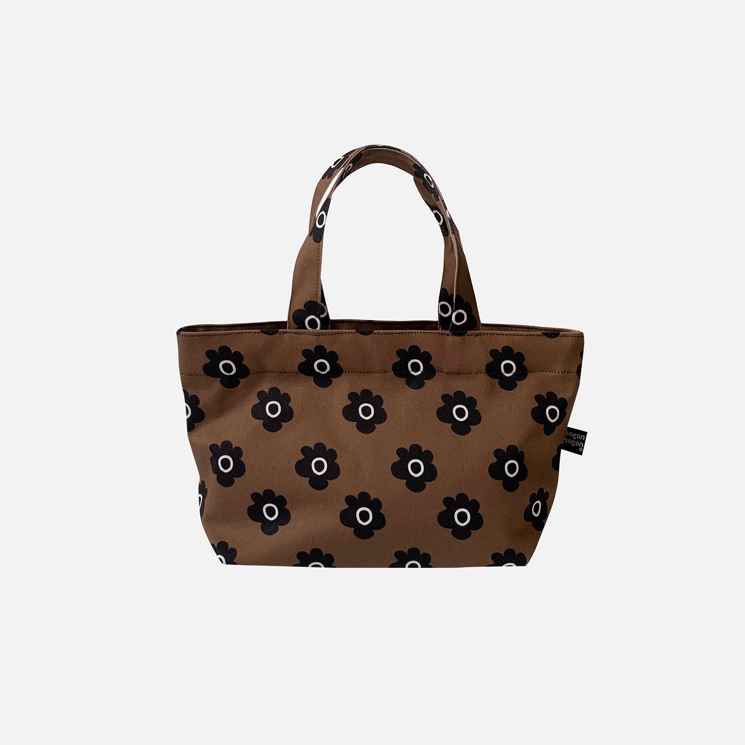 retro flower brown tote bag