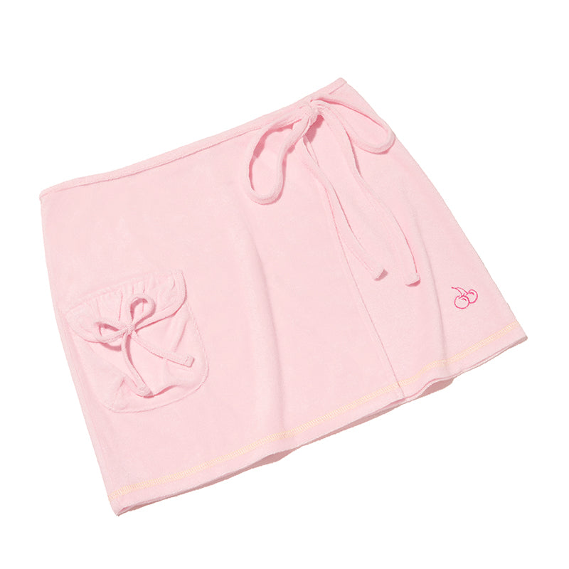 CHERRY TERRY WRAP SKIRT [Light Pink]