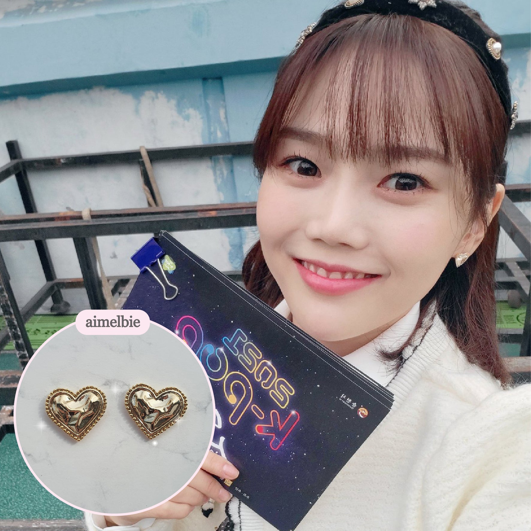  Gold Laced Hearts Piercing (G-idle Miyeon, IVE Yujin, Oh My Girl Seunghee, Arin, Hyojung Piercing)