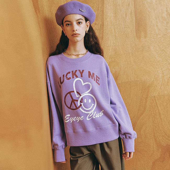 EYEYE LUCKY ME EMOJI SWEATSHIRT_LAVENDER (EEOO3WSR04W)