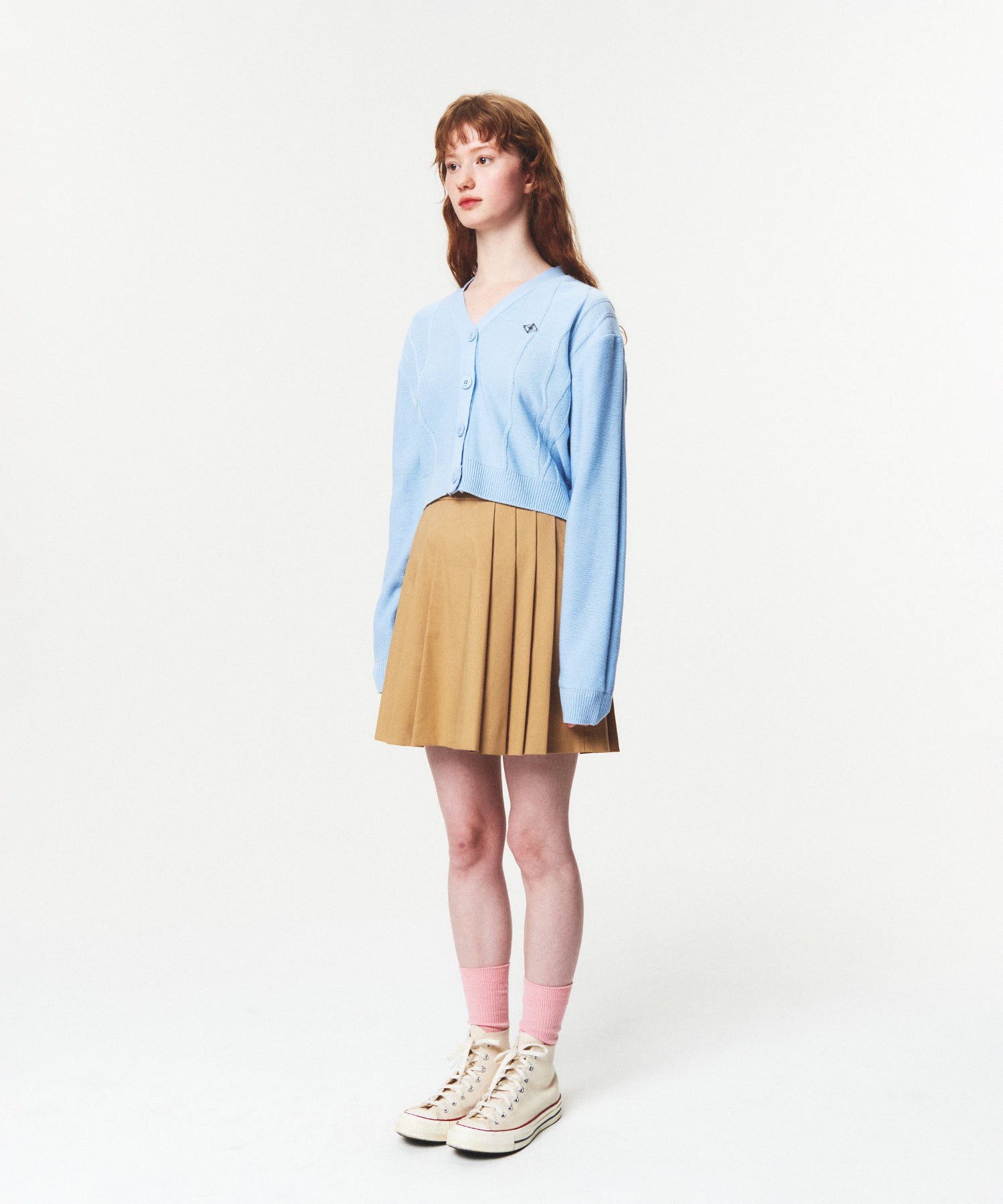 CHUCK ウェーブラインクロップニットカーディガン / CHUCK WAVE LINE CROP KNIT CARDIGAN (SKY BLUE)