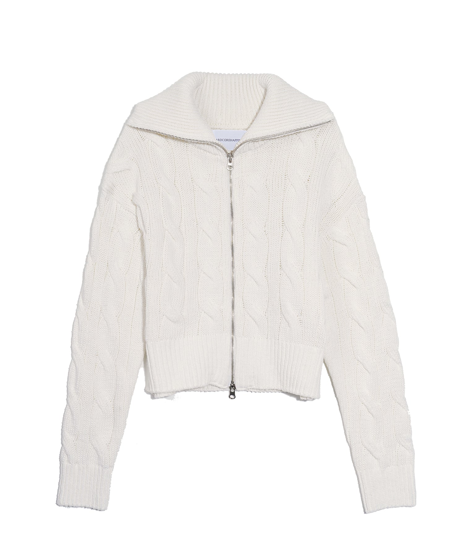 Patch cable two-way zip-up cardigan_ivory