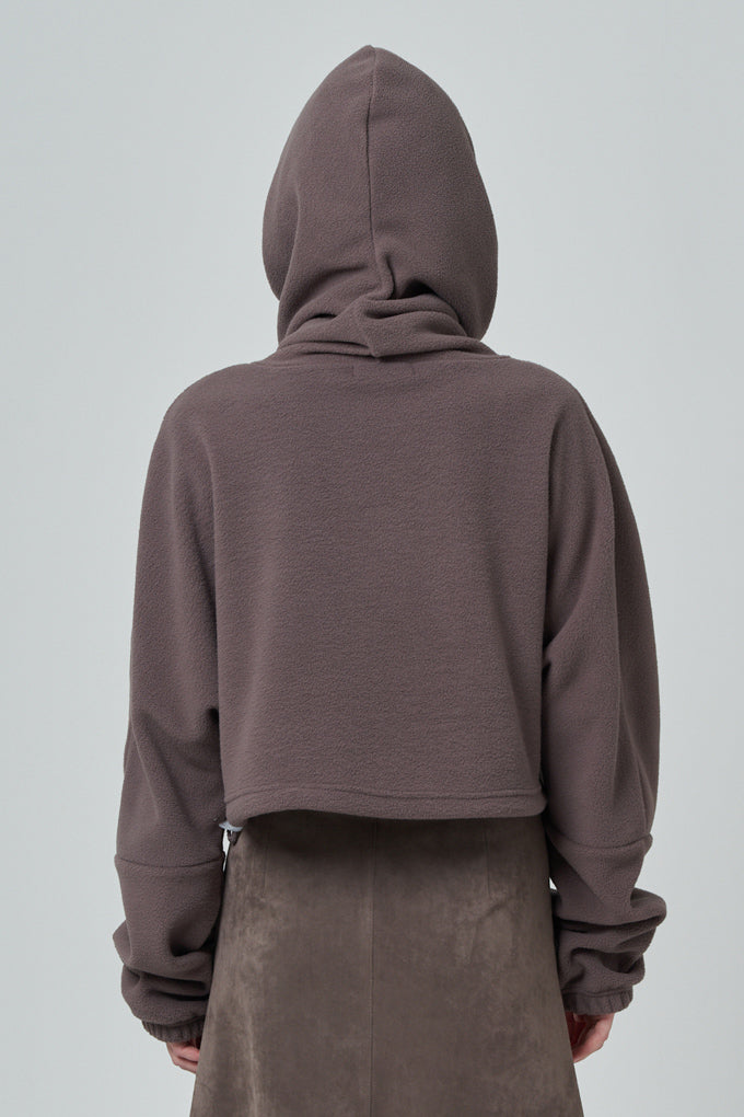 Turtleneck cropped hoodie_cocoa