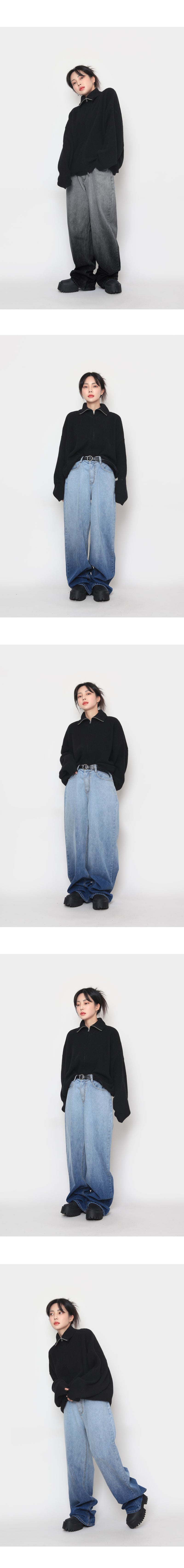 gradation wide denim pants