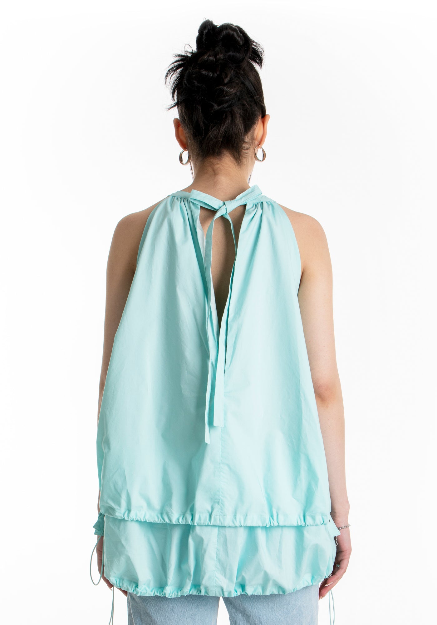 POCKET BALLOON MINI DRESS (AQUA)