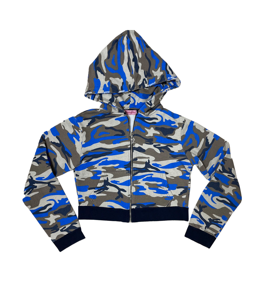 PNF made vintage washing camo hoodie zip up