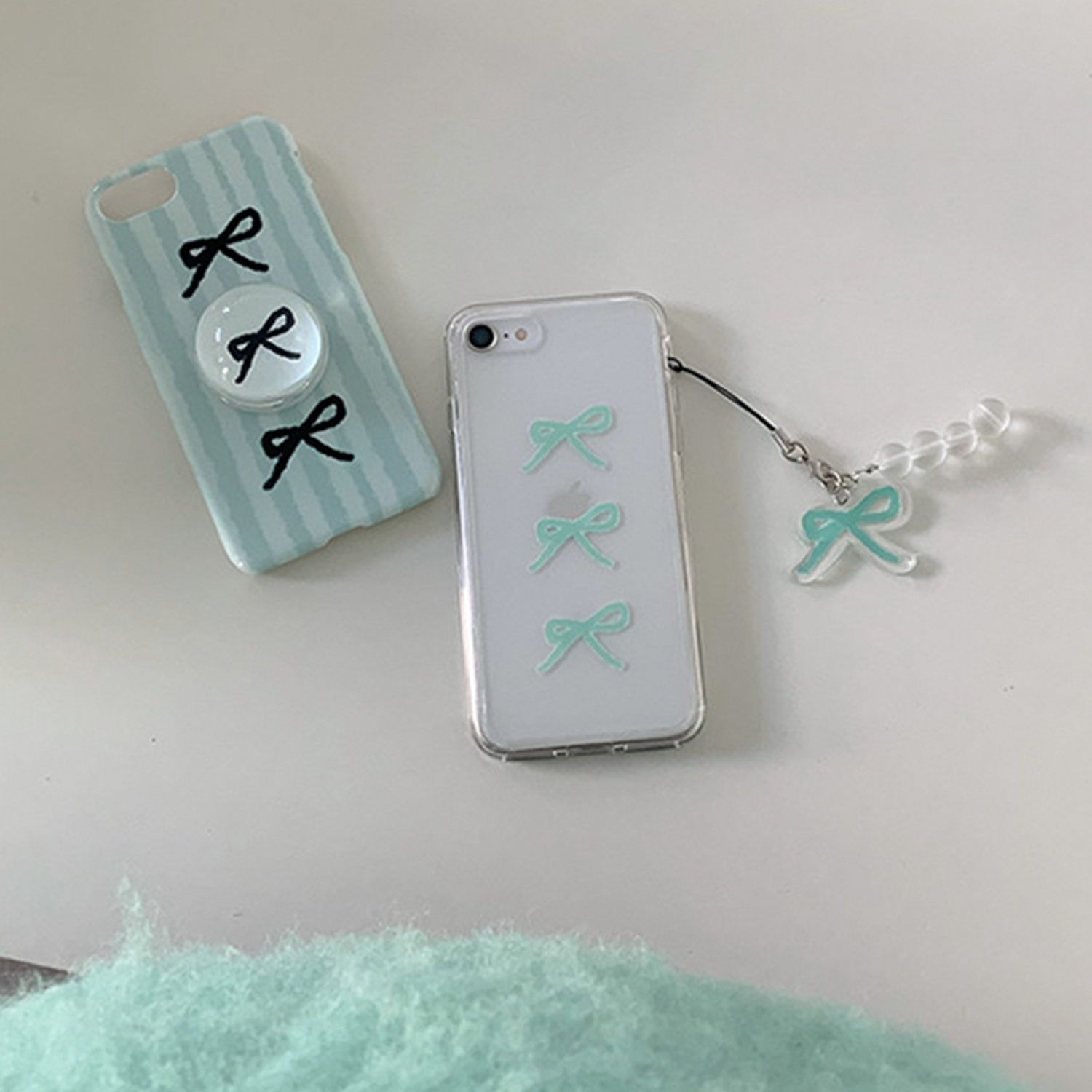 [SET] Present series : Mint ribbon phonecase + griptok