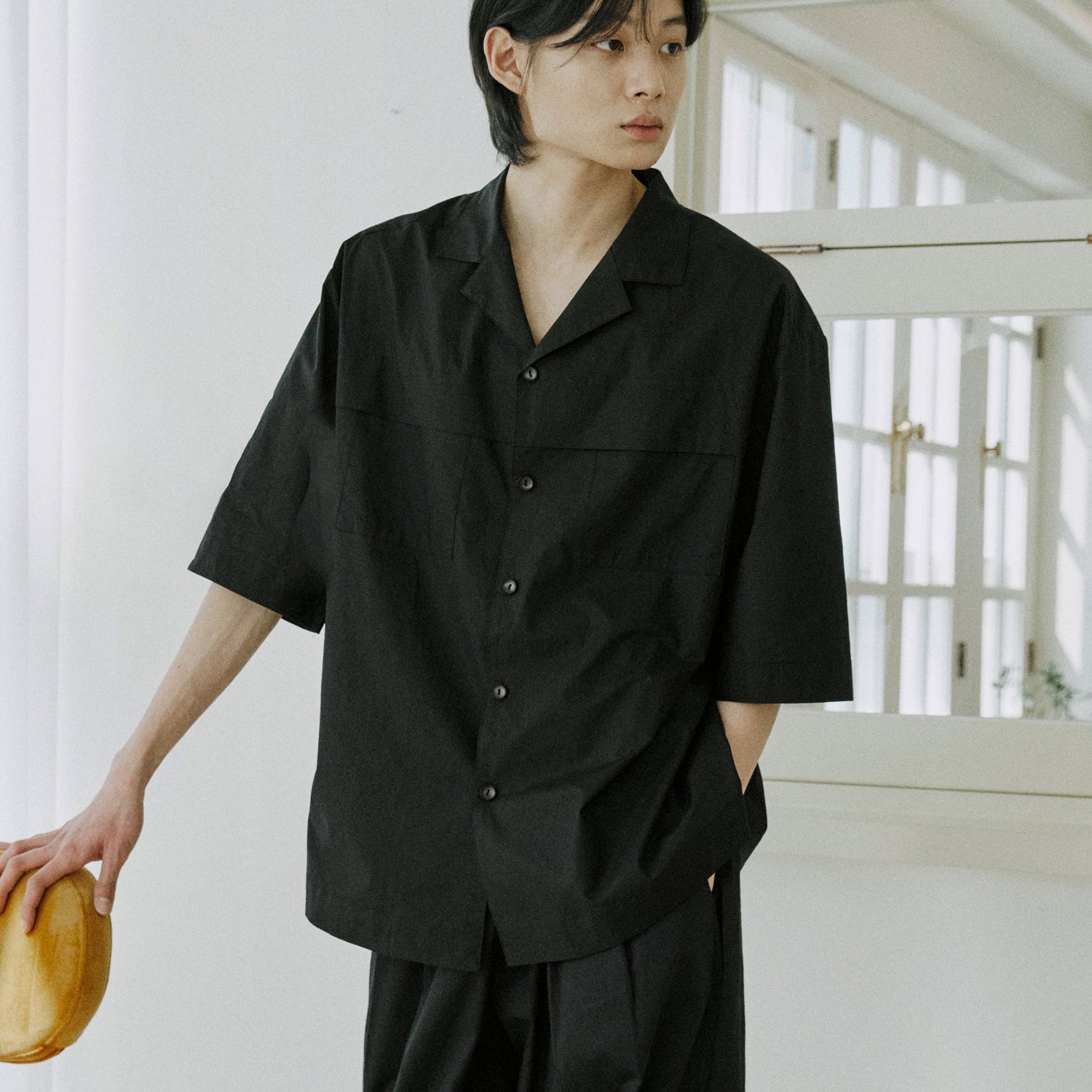 unisex folding shirts black