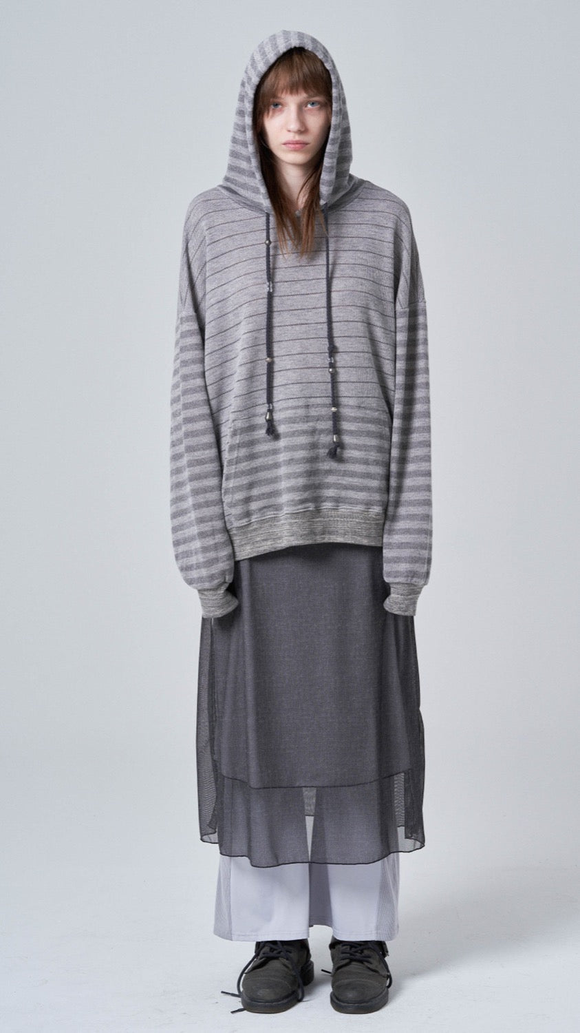 Oversized stripe hoodie_charcoal