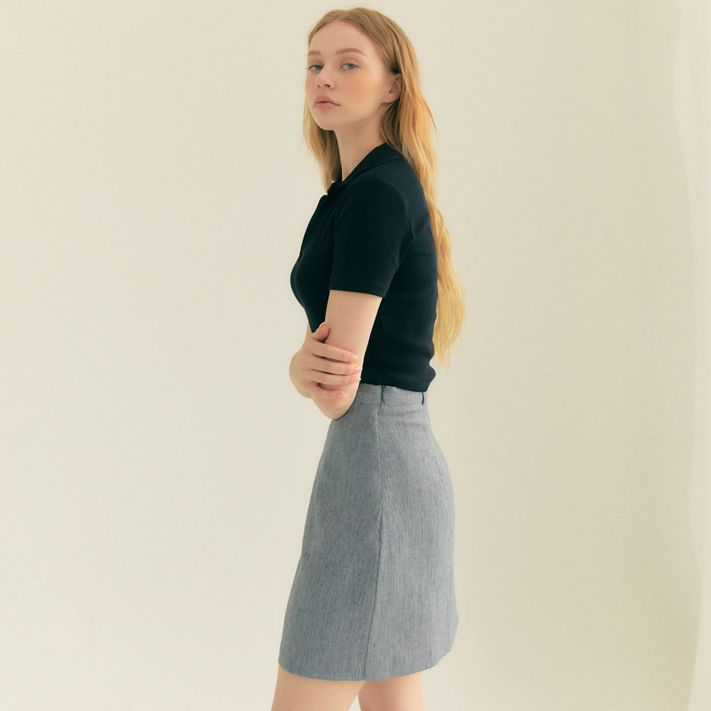 Linen Basic Skirt (Gray)