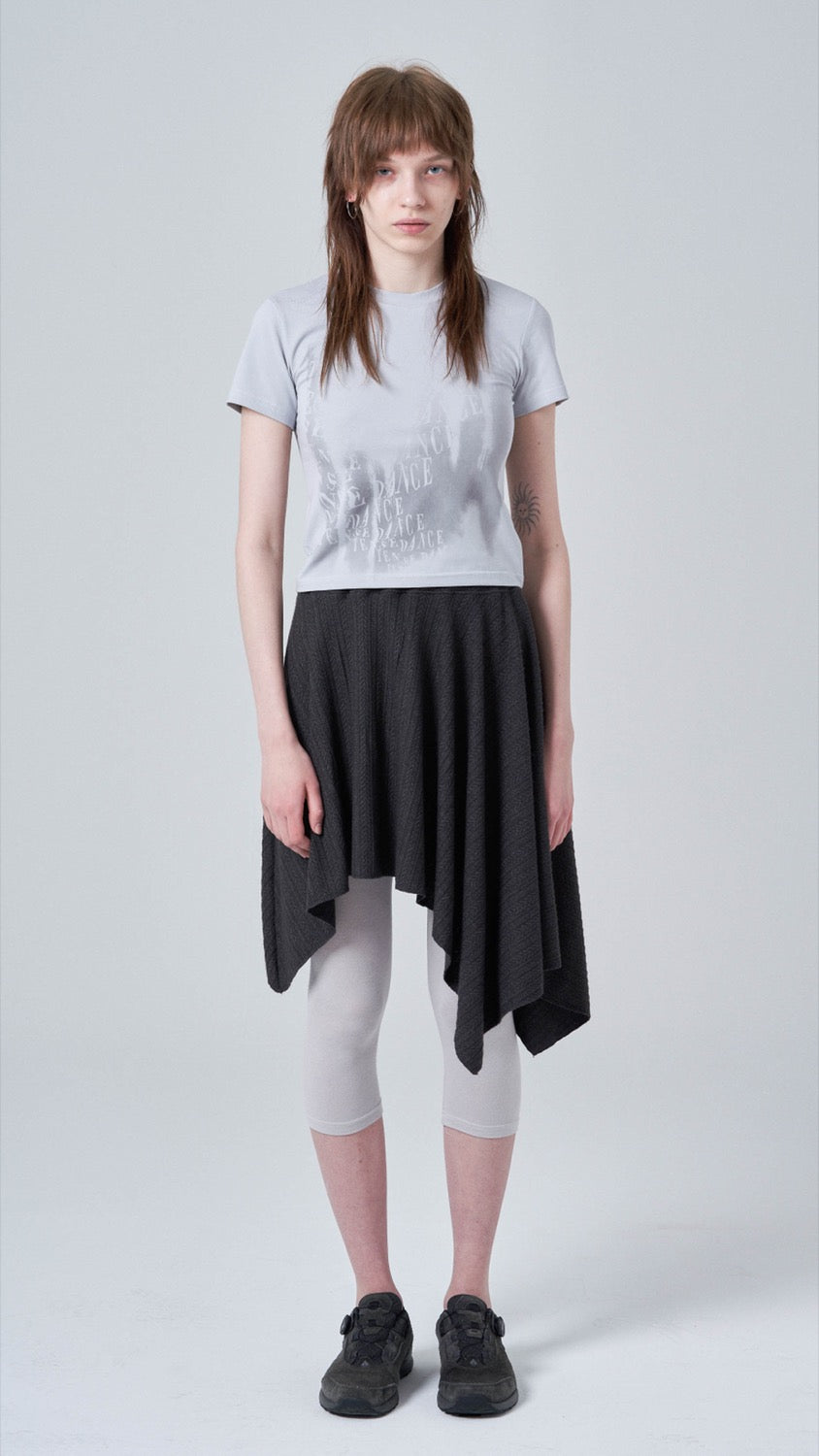 Unbalanced knit skirt_charcoal