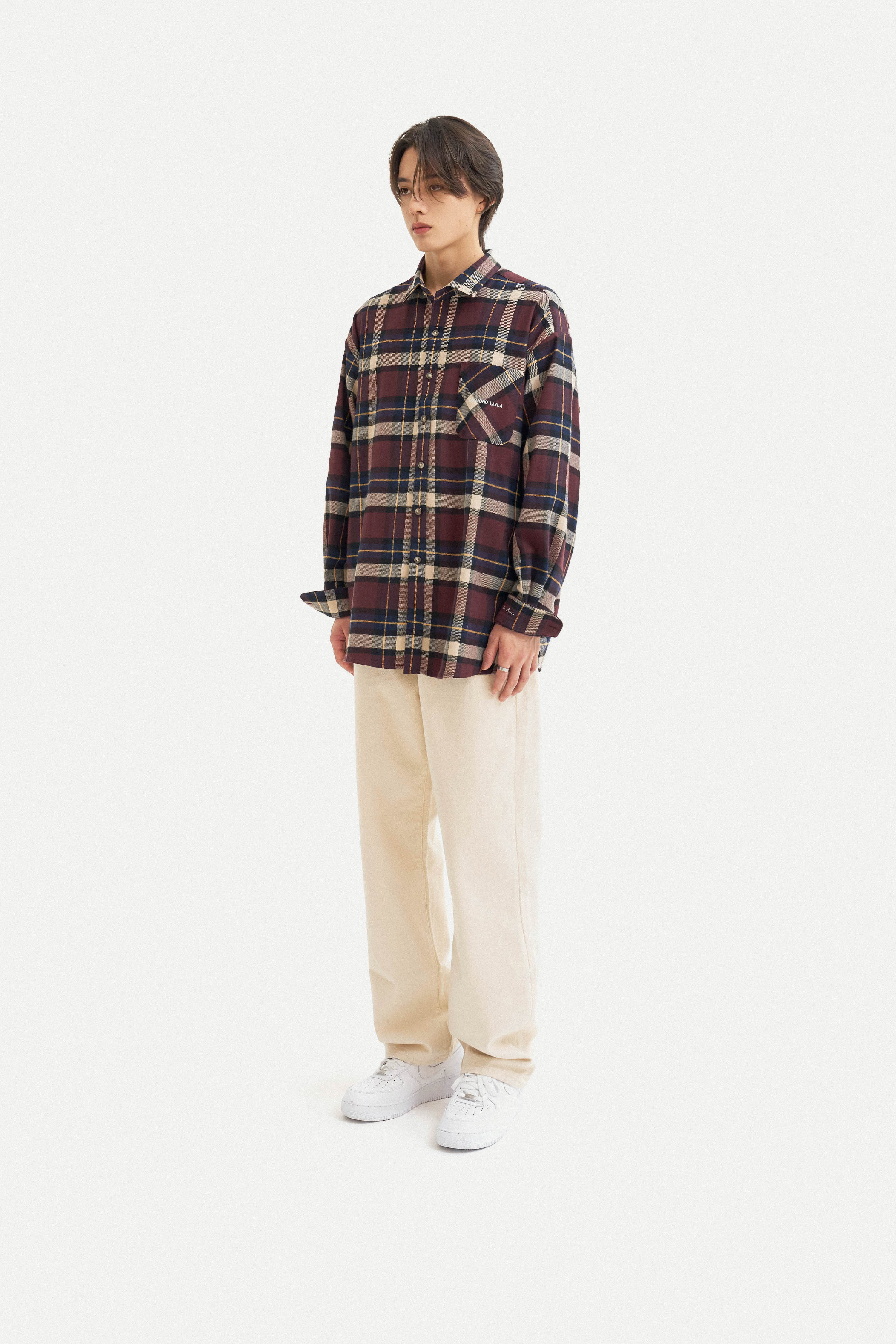 Midnight Wine Check Shirt S110 Burgundy