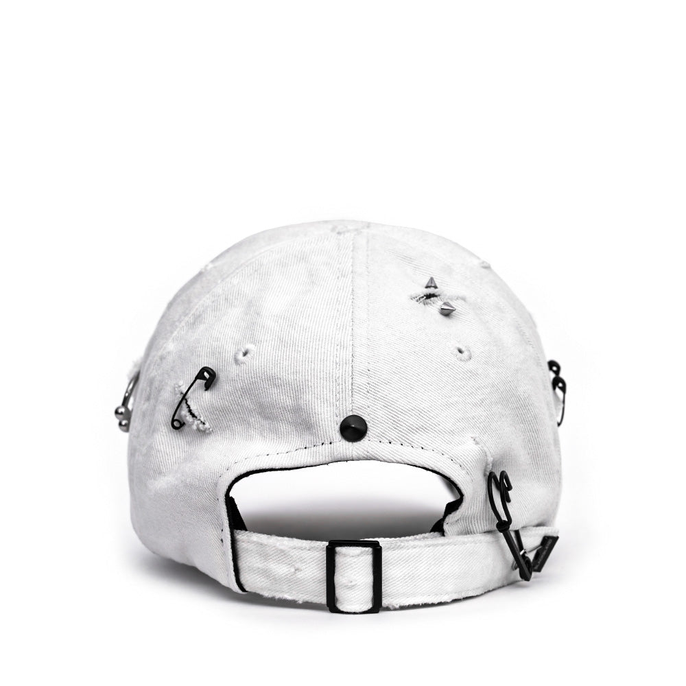 BBD Ripped Piercing Custom Denim Cap (White)