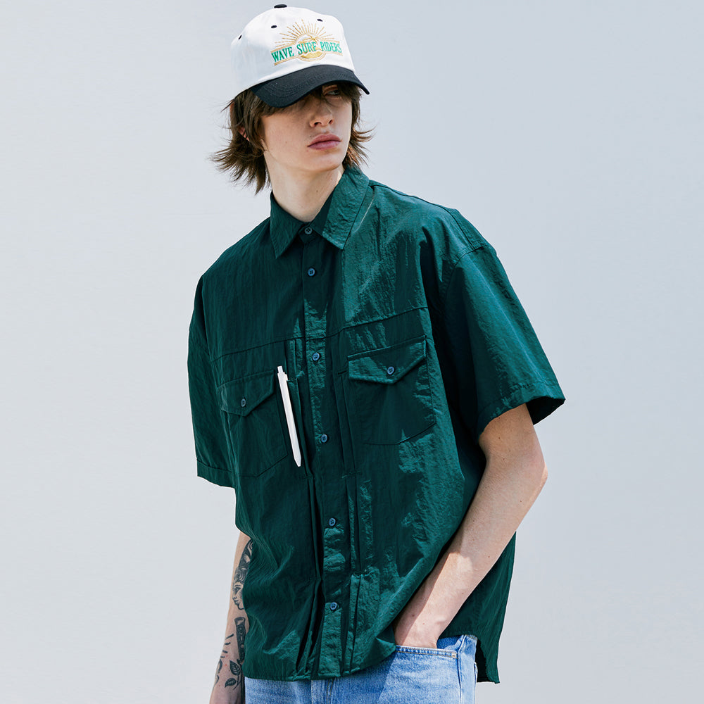 2ND TYPE TRUCKER NYLON SHIRT DARK GREEN