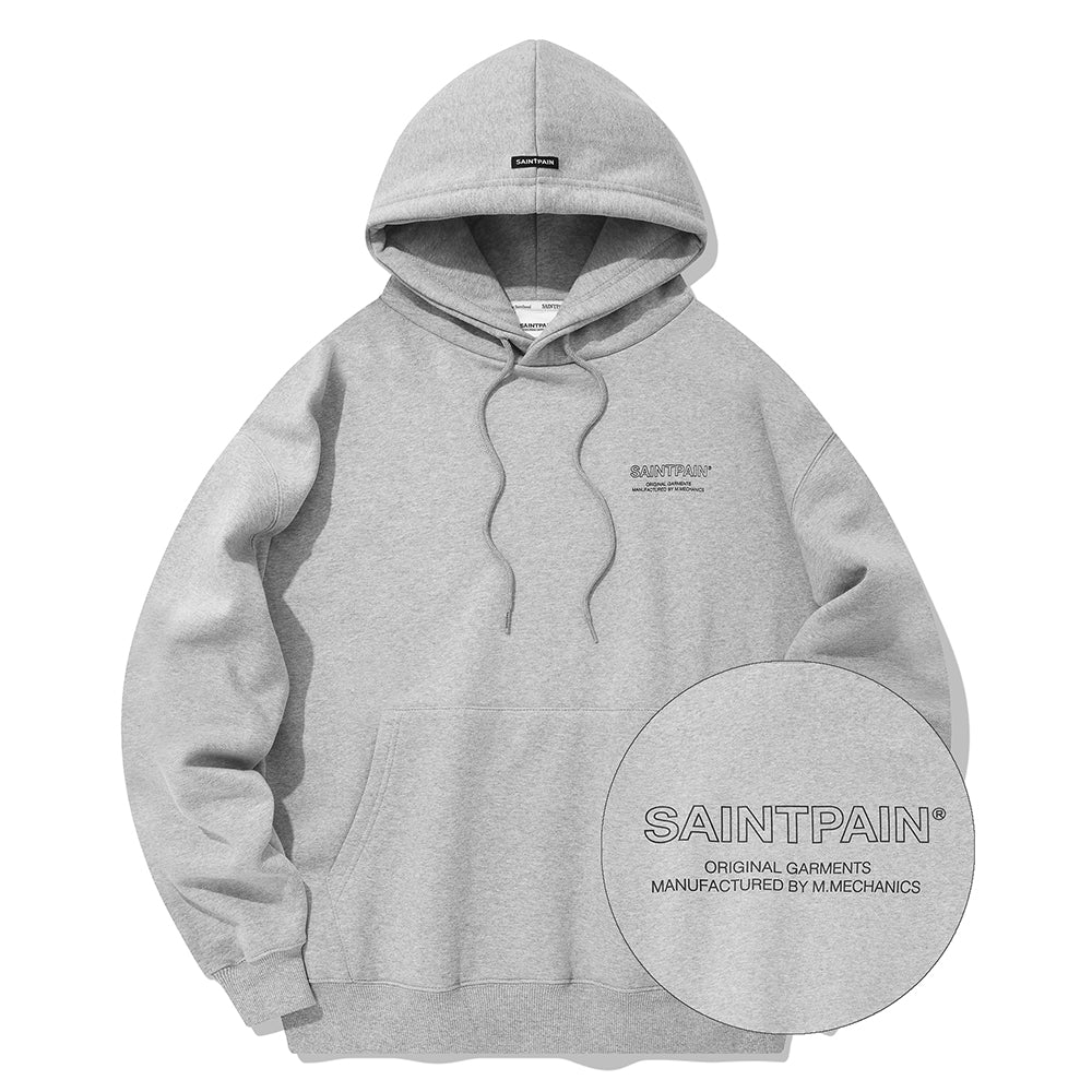 SP OUTLINE LOGO HOOD-MELANGE GRAY