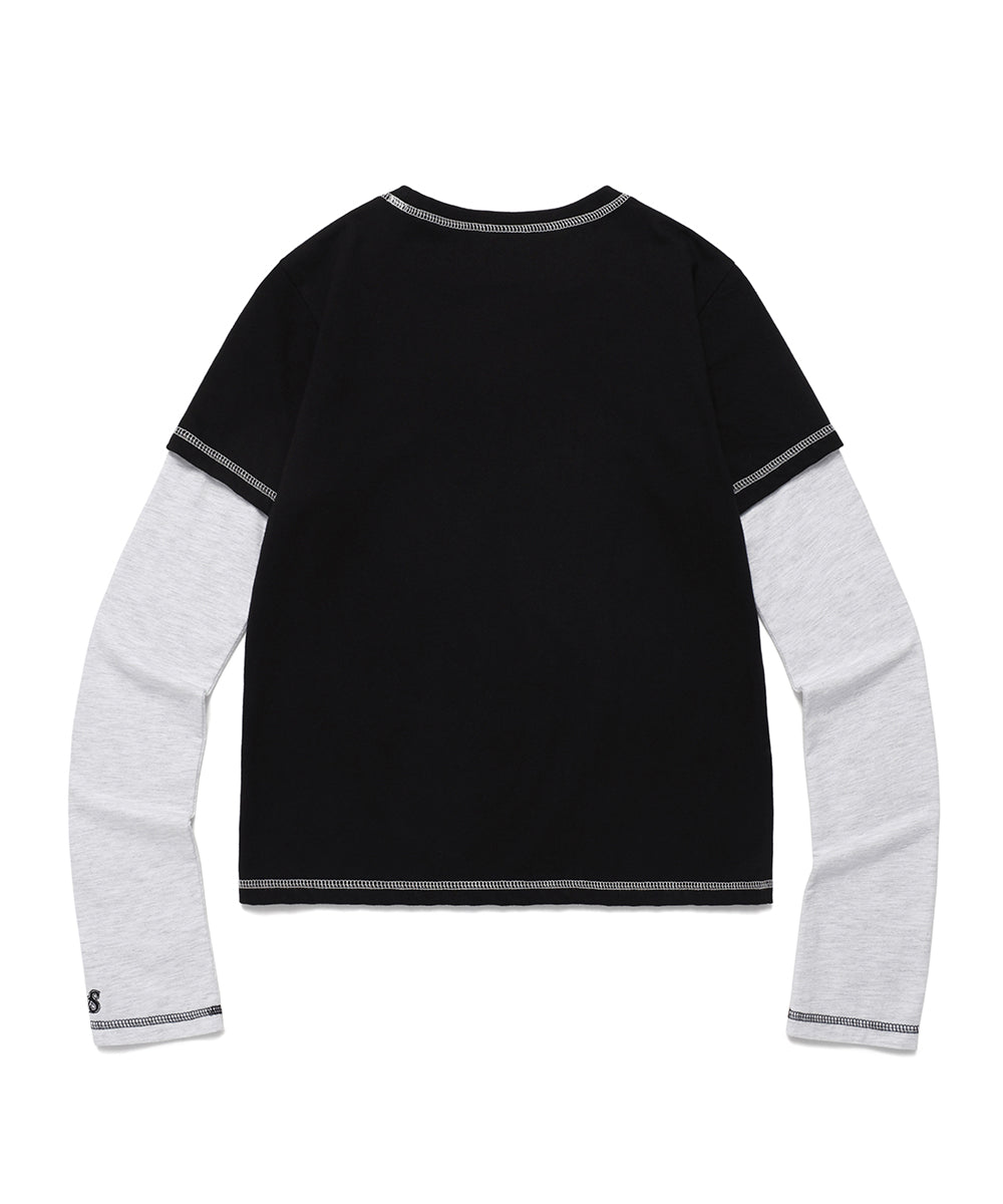 W LAYERED ORIGINS LS TEE BLACK(CV2ESFT554A)