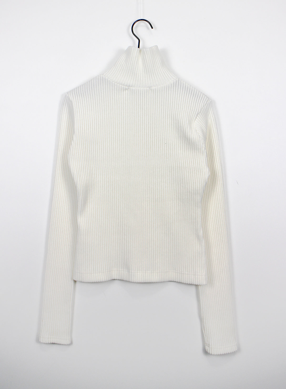 Velvet Ribbed Zip Up [ Ivory ]