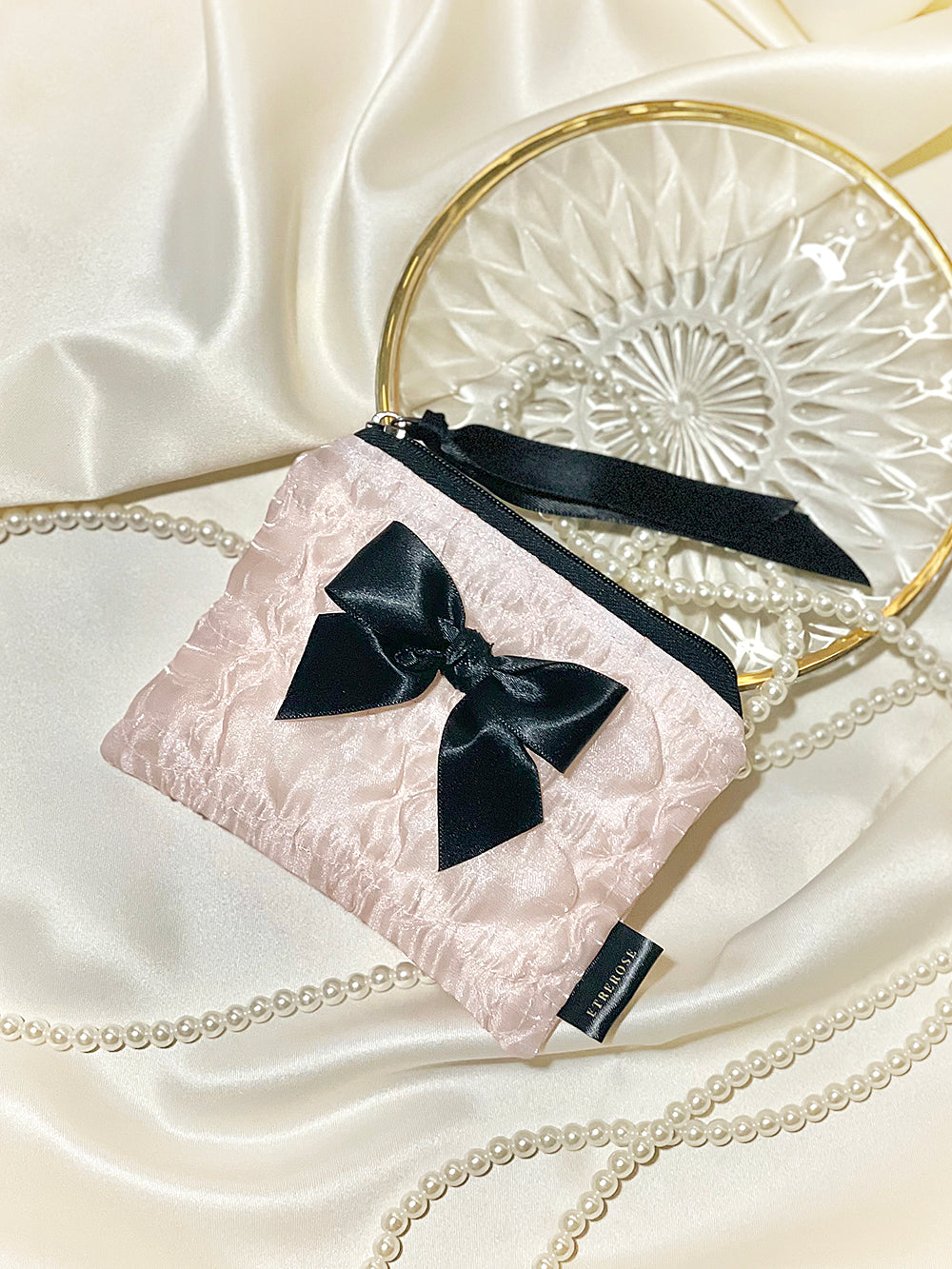 Glossy Organza Ribbon Zip-pouch (S