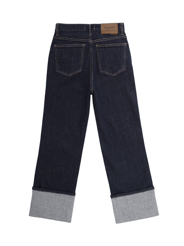 W76 ROLL-UP WIDE DENIM PANTS