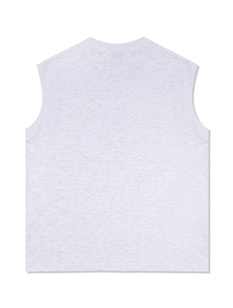 UNISEX Overfit Single MAISON Printing Sleeveless Top AshGray(FCB2TS300M)