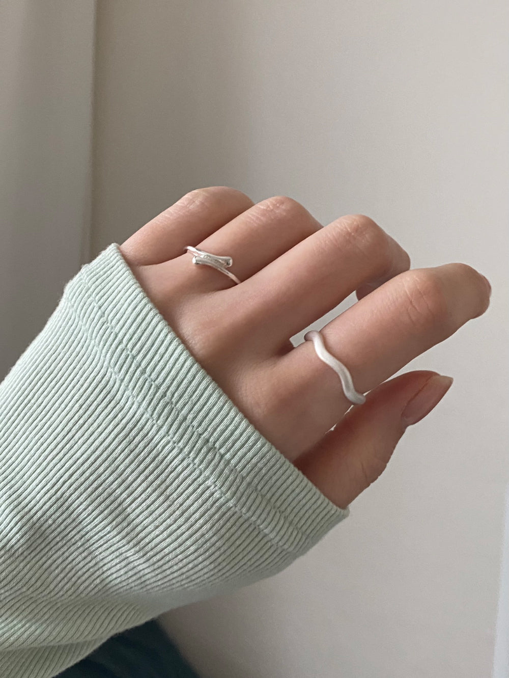 [5 set] sky bold layered ring set / 2 colors