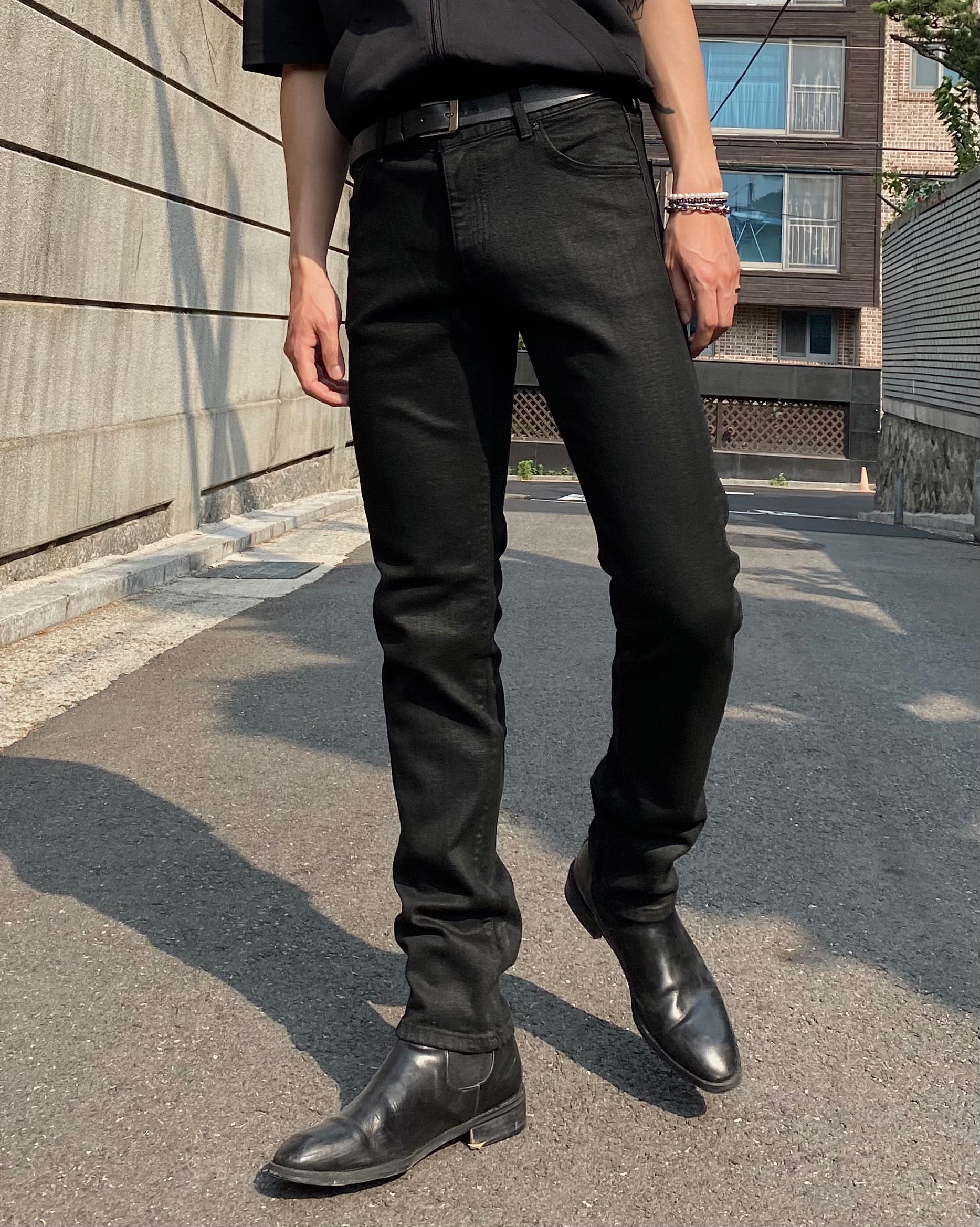 Soft Black Coating Jeans