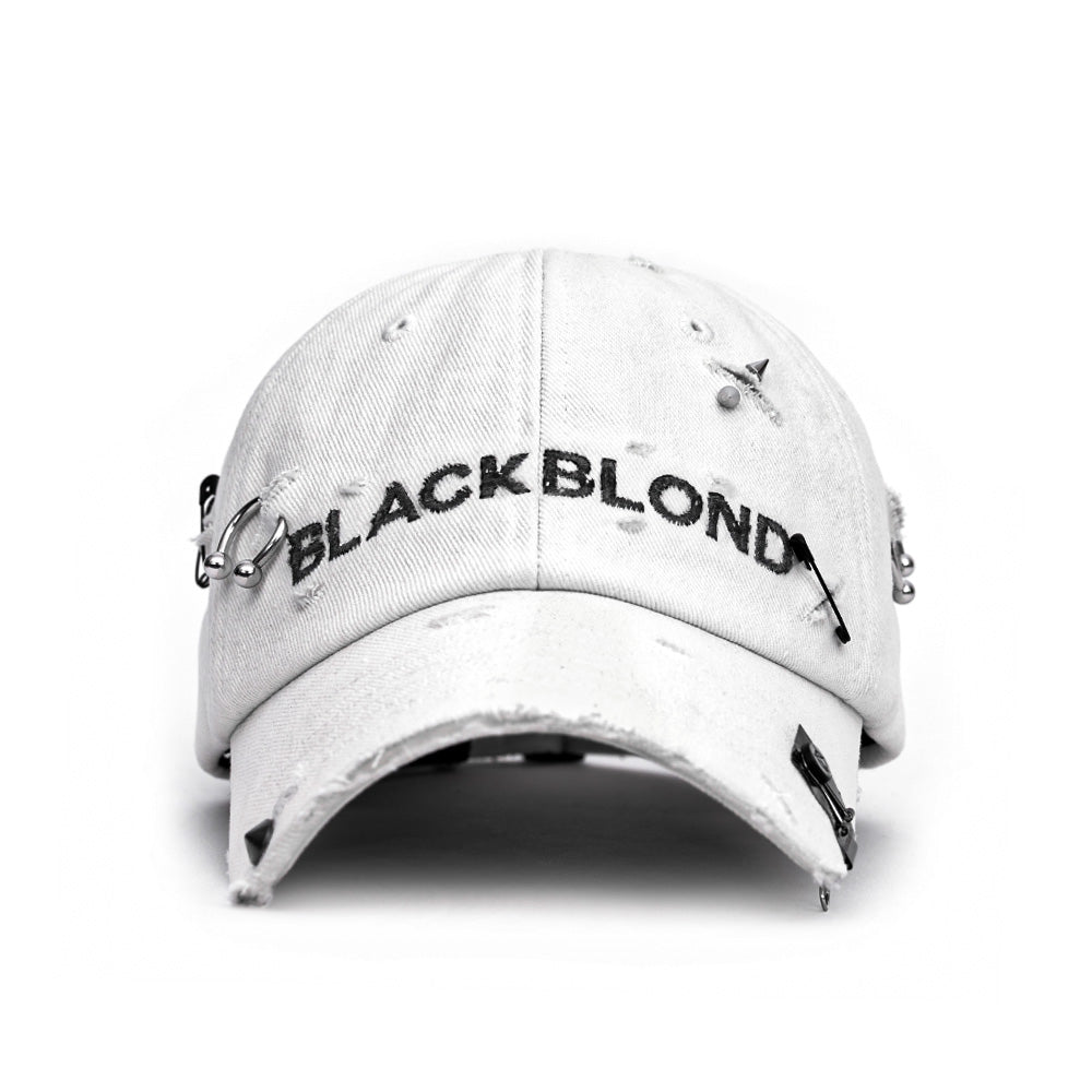 BBD Ripped Piercing Custom Denim Cap (White)