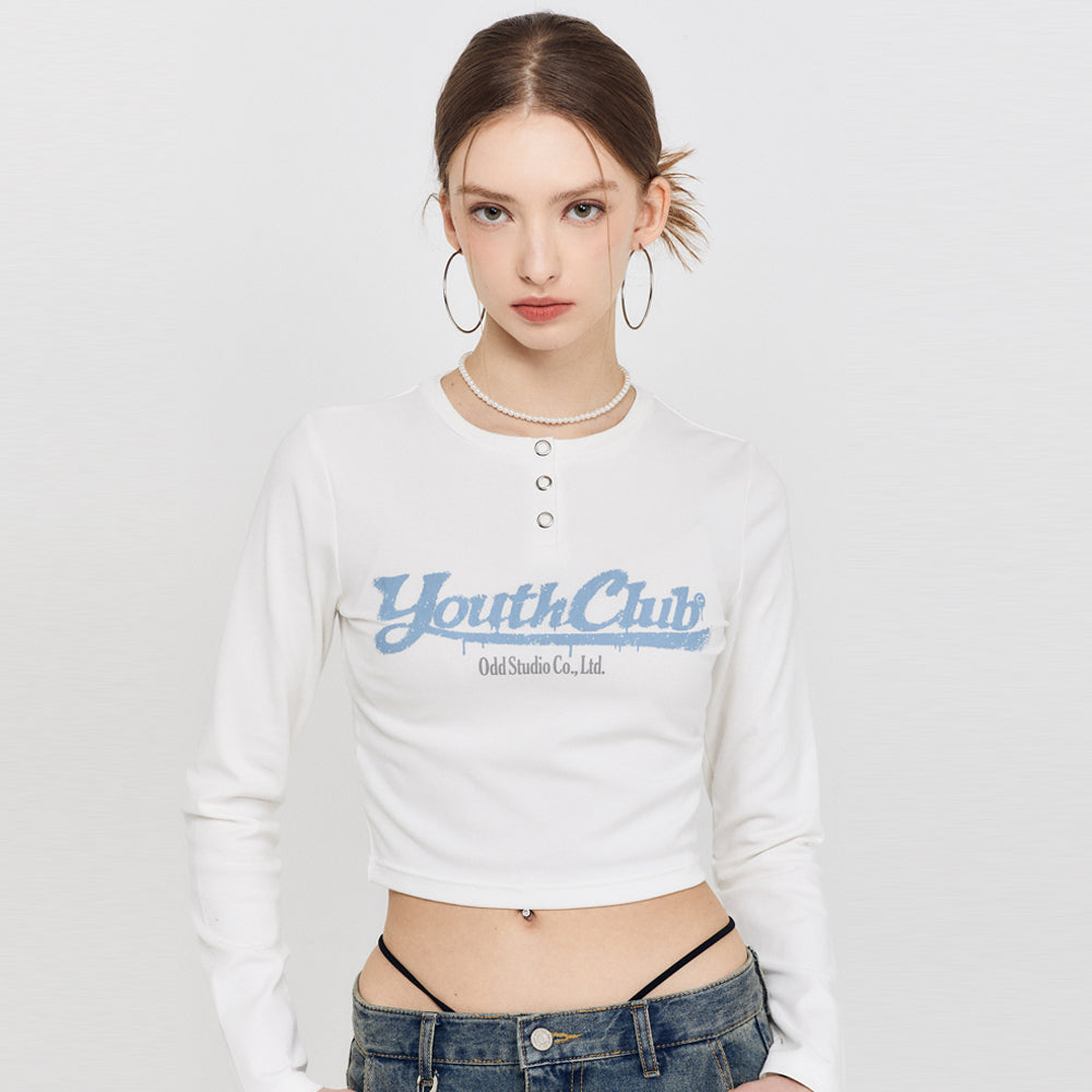 Youthclub snap crop long sleeve - 3 color