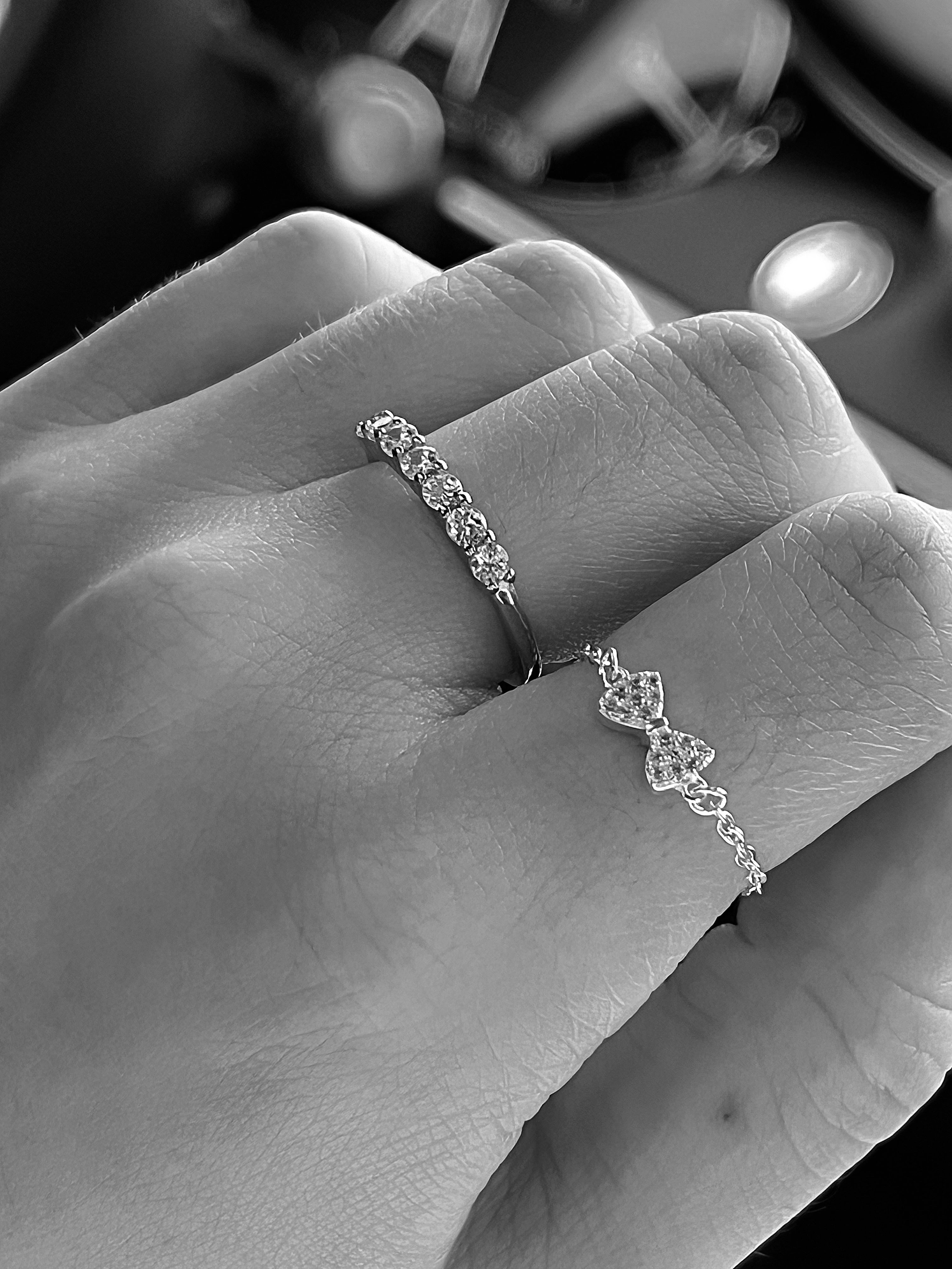 silver925 chain ribbon ring