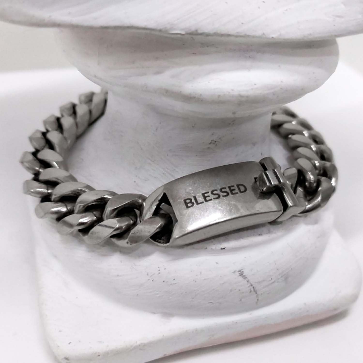 [BLESSEDBULLET]STEEL LINE CRUVE CHAIN BRACELET_ANTIQUE SILVER