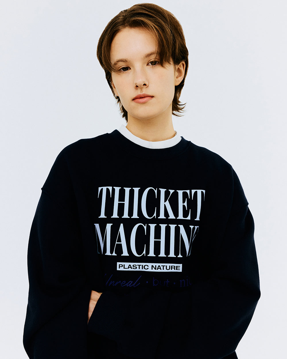 THICKET MACHINE TYPO SWEATSHIRT-NAVY