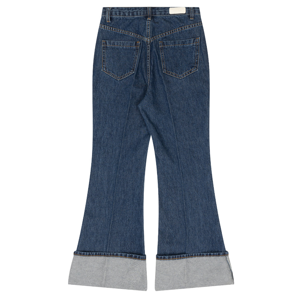 BOOT CUT ROLLED UP NON-SPAN DENIM [6639]