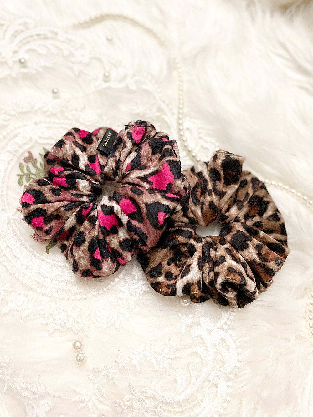 Leopard Mocha Microfiber Scrunchie (2color)