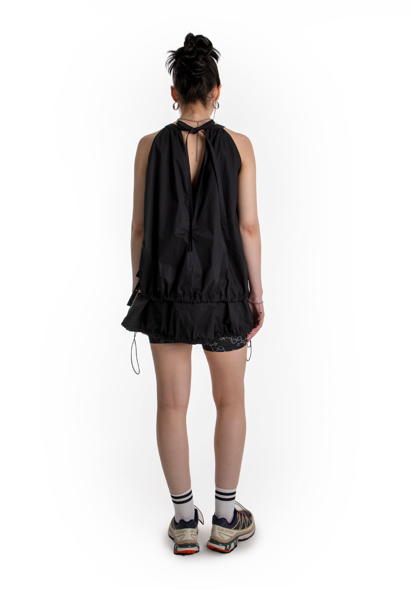 POCKET BALLOON MINI DRESS (BLACK)