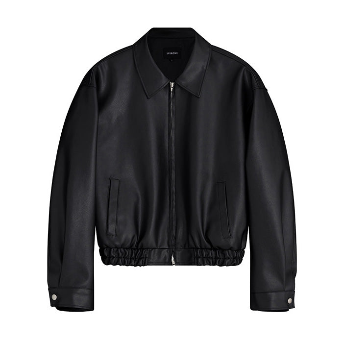 Oversized Banding Leather Jacket