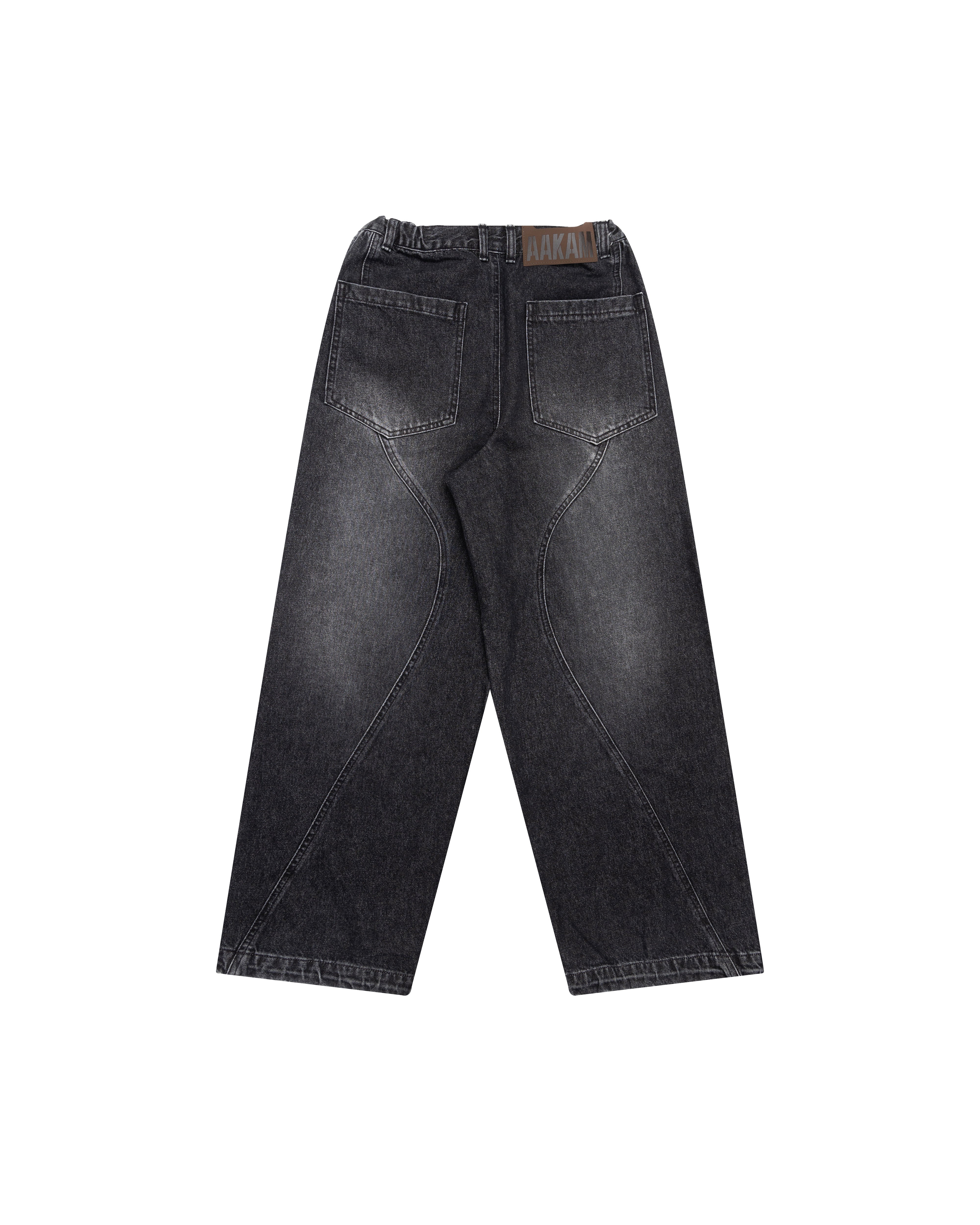 Paneled Denim Pants (Black)