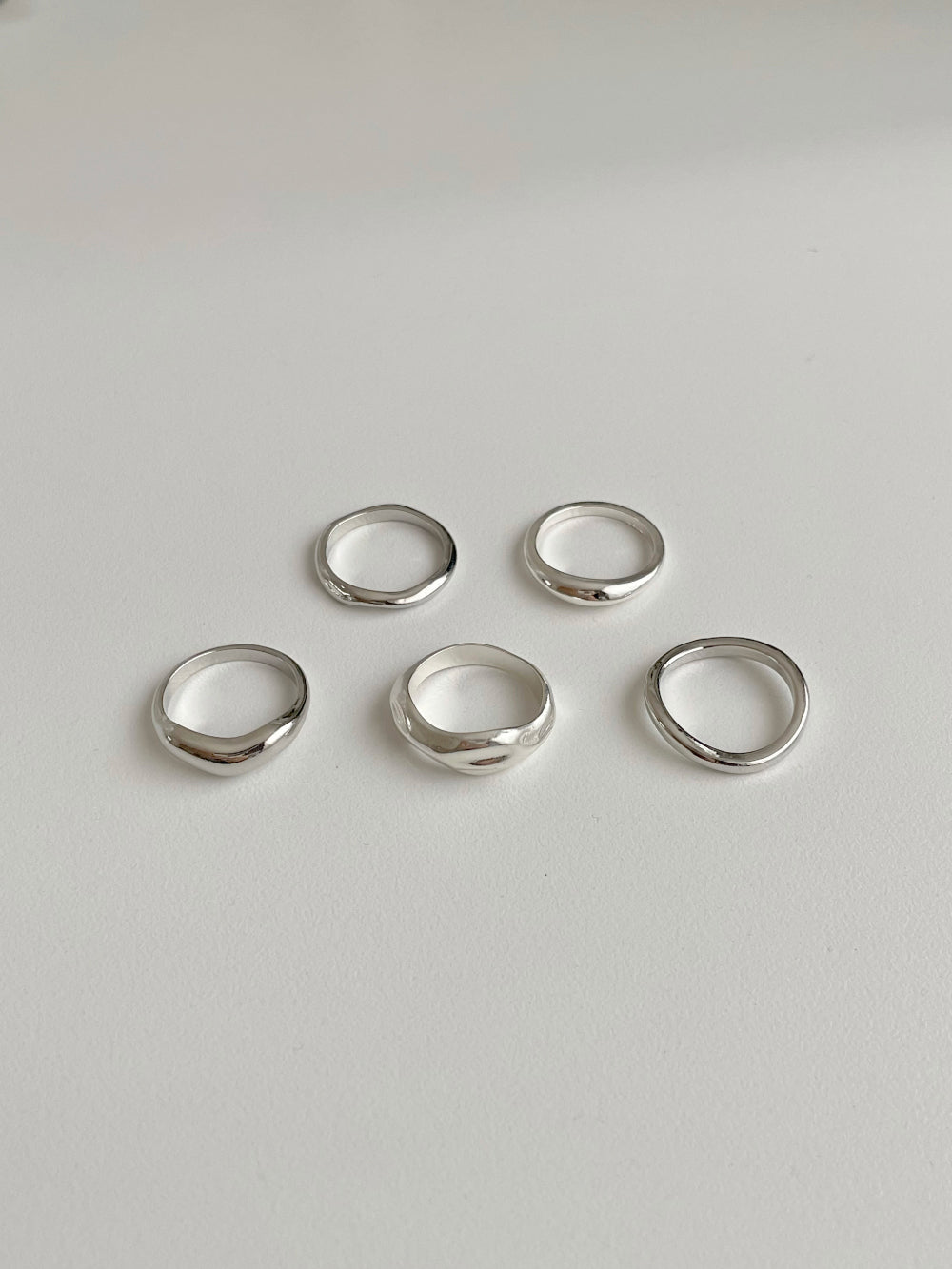 [5 set] simple volume layered ring set 