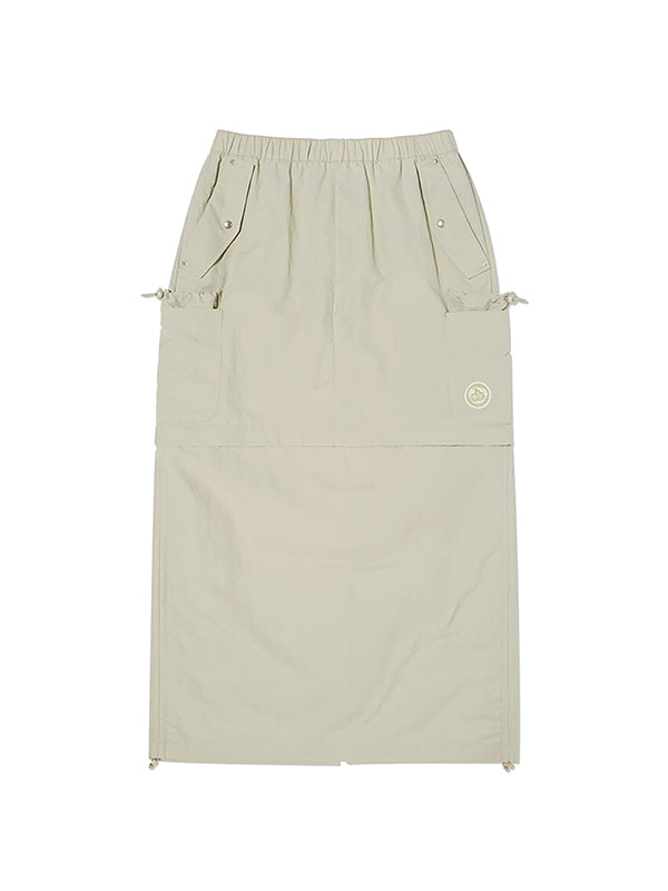 DOODLE CHERRY 2WAY WOVEN SKIRT [LIGHT KHAKI]