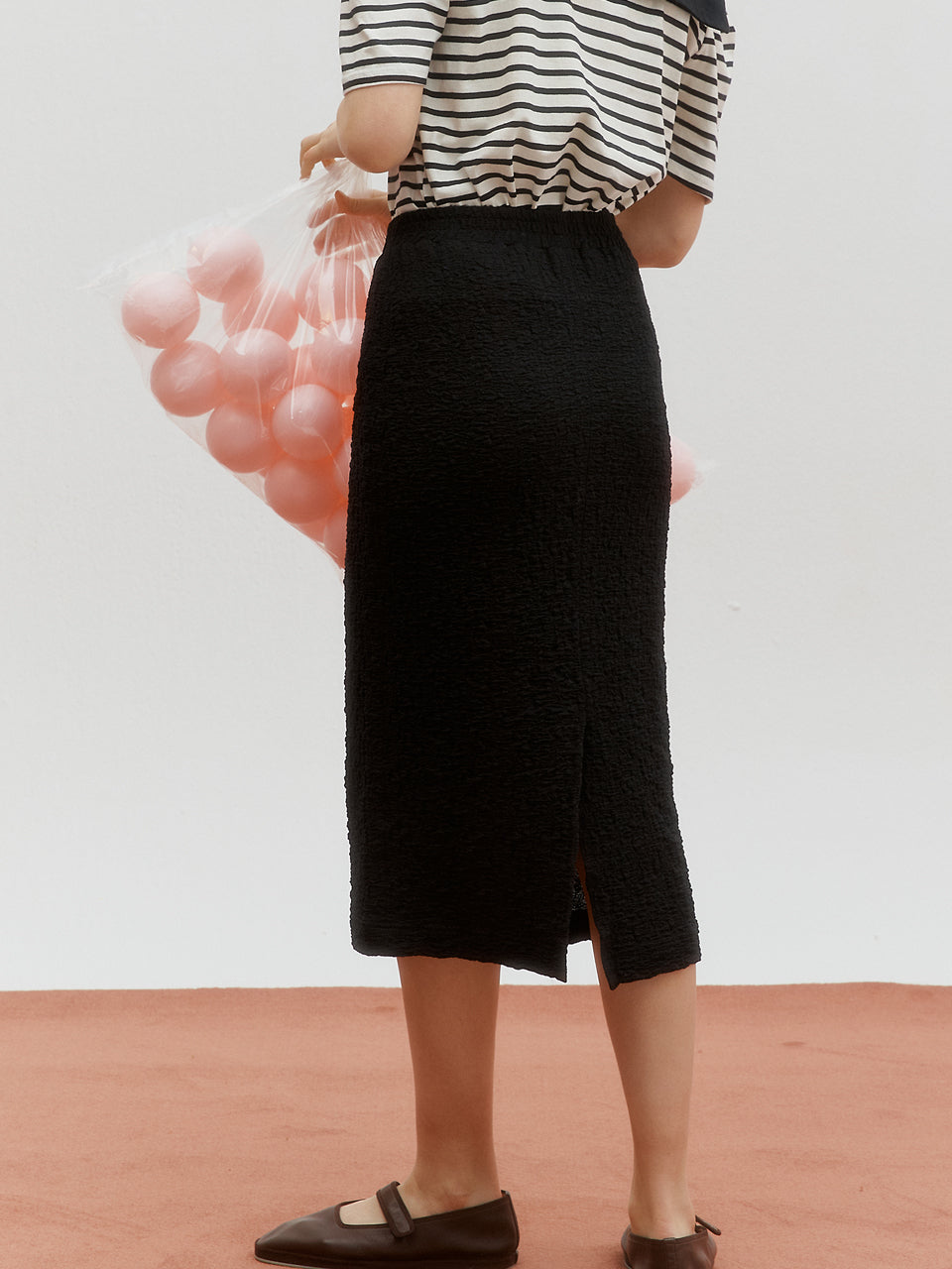 Crinkle slit skirt - Black